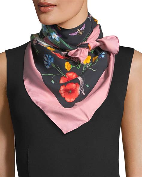 gucci rose scarf|gucci flower print scarf.